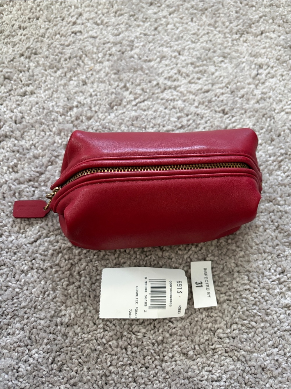 Vintage coach  Red Leather Zip Cosmetic Pouch